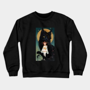 Cat Guardian and Girl Crewneck Sweatshirt